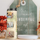 Beige & Green 5 Fotomontage Weihnachten Thermosbecher