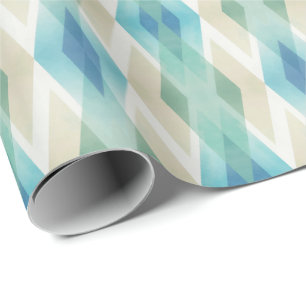 Beige Green Blue White Aquamarin Rhombusse Muster Geschenkpapier