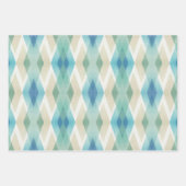 Beige Green Blue White Aquamarin Rhombusse Muster Geschenkpapier Set (Vorderseite 3)