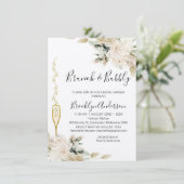 Beige Green Boho Brunch Champagne Brautparty Einladung (Stehend Vorderseite)