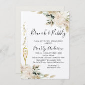Beige Green Boho Brunch Champagne Brautparty Einladung (Vorne/Hinten)