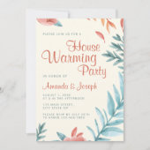 Beige Green Foliage House Erwärmung Party Einladun Einladung (Vorderseite)