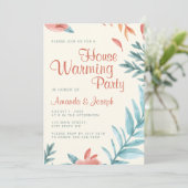 Beige Green Foliage House Erwärmung Party Einladun Einladung (Stehend Vorderseite)