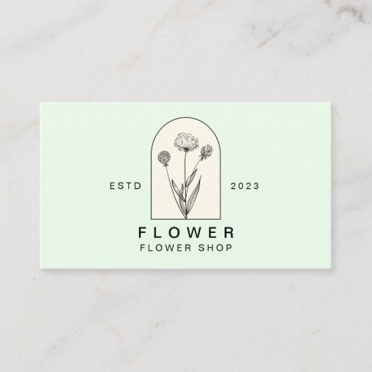Beige Green Girly Dandelion Blume Florist Floral Visitenkarte (Vorderseite)