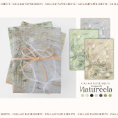 Beige Green Gray Abstract Collage  Geschenkpapier Set