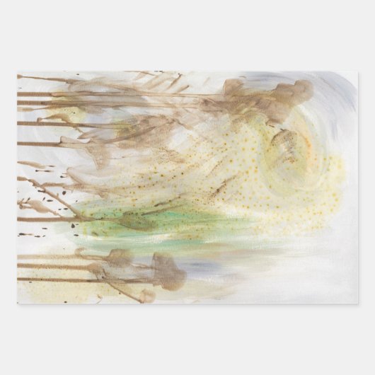 Beige Green Gray Abstract Collage Geschenkpapier Set (Vorderseite)