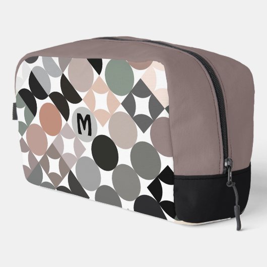 Beige Green Gray Black Midjahrhundert Circles-Must Waschbeutel (Rechte Ecke)