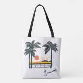 Beige Green Summer Beach Totbeutel Tasche (Rückseite)