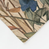 Beige Grenze Rustikale Boho Wildblume Aquarell Fleecedecke (Ecke)
