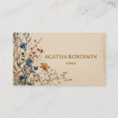 Beige Grenze Rustikale Boho Wildblume Kleidung Visitenkarte (Vorderseite)