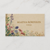 Beige Grenze Rustikale Boho Wildblume Kleidung Visitenkarte (Vorderseite)