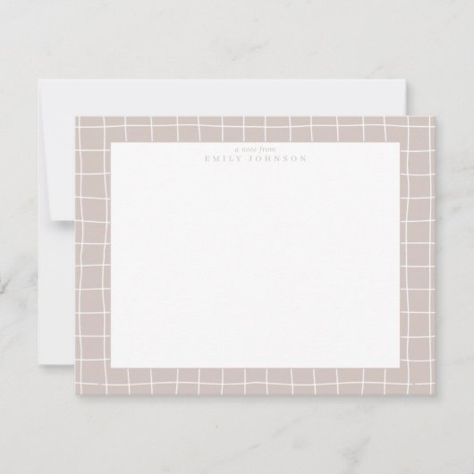 Beige Grid Frame Note Card Einladung (Vorderseite)