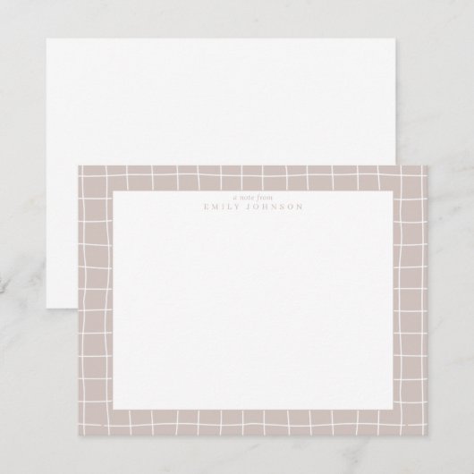Beige Grid Frame Note Card Einladung (Vorne/Hinten)