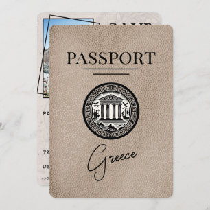 Beige Griechenland Pass Save the Date Card