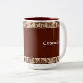 Beige griechische Muster auf braunem Rot Zweifarbige Tasse (VorderseiteRechts)