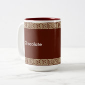 Beige griechische Muster auf braunem Rot Zweifarbige Tasse (Vorderseite Links)