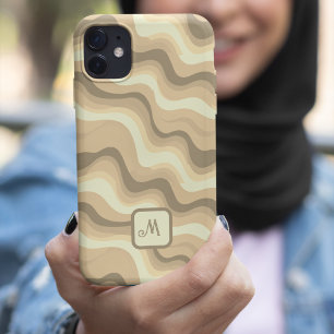 Beige Groovy Retroästhetik - Mit Monogramm Case-Mate iPhone Hülle