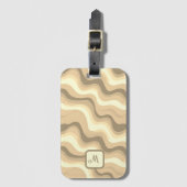 Beige Groovy Retroästhetik - Mit Monogramm Gepäckanhänger (Vorderseite Vertikal)