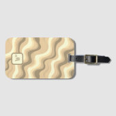 Beige Groovy Retroästhetik - Mit Monogramm Gepäckanhänger (Vorderseite (Horizontal))