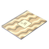 Beige Groovy Retroästhetik - Mit Monogramm Notizblock (Linke Seite)