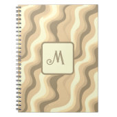 Beige Groovy Retroästhetik - Mit Monogramm Notizblock (Vorderseite)