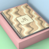 Beige Groovy Retroästhetik - Mit Monogramm Notizblock