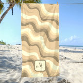 Beige Groovy Retroästhetik - Mit Monogramm Strandtuch