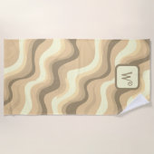 Beige Groovy Retroästhetik - Mit Monogramm Strandtuch (Vorderseite)