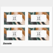 Beige, grün abstrakt gestrichene minimalistische m rechteckiger aufkleber (Blatt)