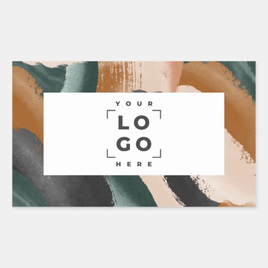 Beige, grün abstrakt gestrichene minimalistische m rechteckiger aufkleber (Vorderseite)