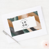 Beige, grün abstrakt gestrichene minimalistische m rechteckiger aufkleber (Umschlag)