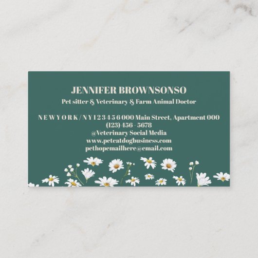 Beige grüne Daisy-Blume von Nutztieren Visitenkarte (Rückseite)
