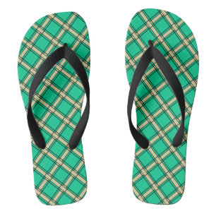 Beige grüne, karierte Muster Badesandalen