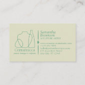 Beige grüne Keramik Vase Keramik Pflegeinstruktion Visitenkarte (Rückseite)