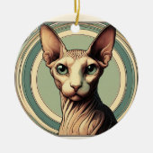 Beige & Grüne Sphinx Elegance Keramik Ornament (Vorne)