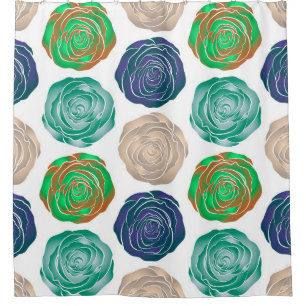 Beige, grüne und violette, nahtlose Muster.  Duschvorhang