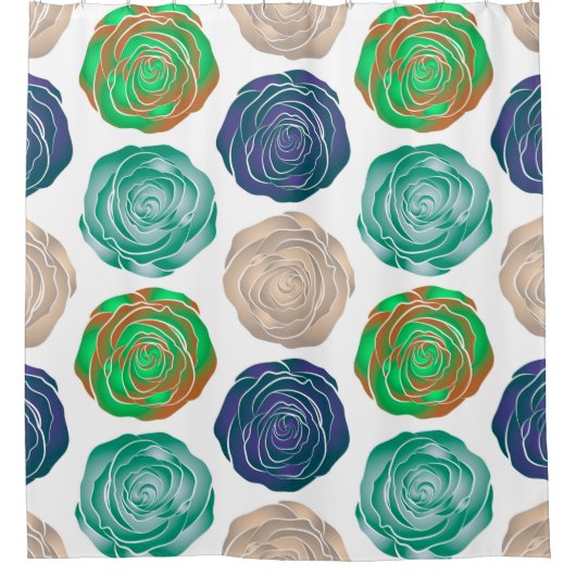 Beige, grüne und violette, nahtlose Muster. Duschvorhang (Vorderseite)