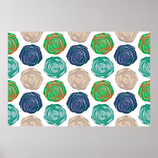 Beige, grüne und violette, nahtlose Muster. Poster (Vorne)