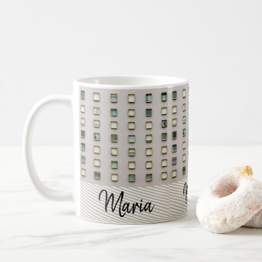 Beige grüner Becher Kaffeetasse (Mit Donut)