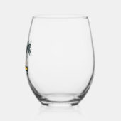 Beige Grüner Sommer Strand Stemless Wein Glas (Links)