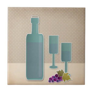 Beige Grunge Retro Vintage Weingläser Traubenmost Fliese