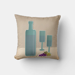 Beige Grunge Retro Vintage Weingläser Traubenmost Kissen