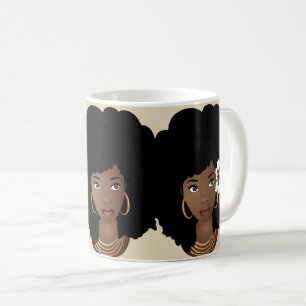 Beige Gruppen-Ziele schwarze Afro- Kaffeetasse