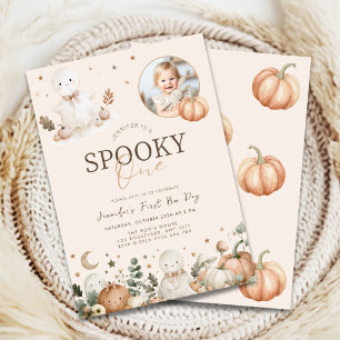 Beige Halloween Gruseliger 1. Geburtstag Einladung