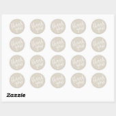 Beige Hand Letted Script Vielen Dank Runder Aufkleber (Blatt)