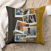 Beige Happy Anniversary Photo Collage Kissen (Decke)