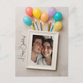 Beige Happy Birthday Personalisiert Poloraid Postkarte