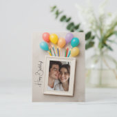Beige Happy Birthday Personalisiert Poloraid Postkarte (Stehend Vorderseite)