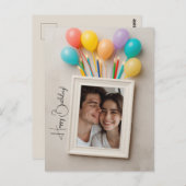 Beige Happy Birthday Personalisiert Poloraid Postkarte (Vorne/Hinten)