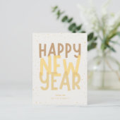 Beige Happy New Year Postkarte (Stehend Vorderseite)